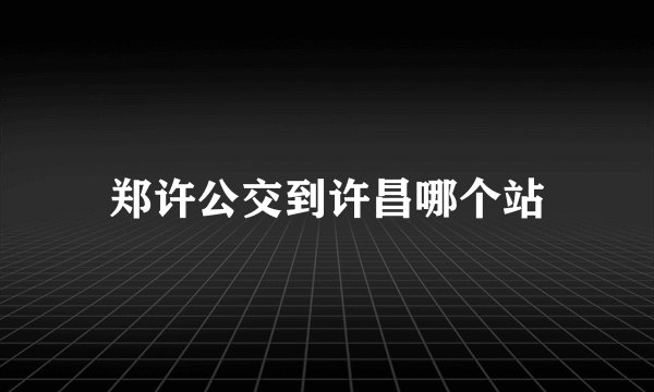 郑许公交到许昌哪个站