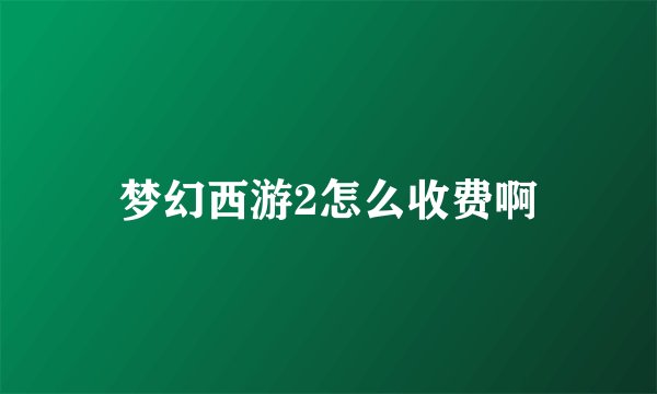 梦幻西游2怎么收费啊