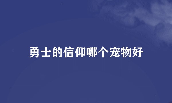 勇士的信仰哪个宠物好