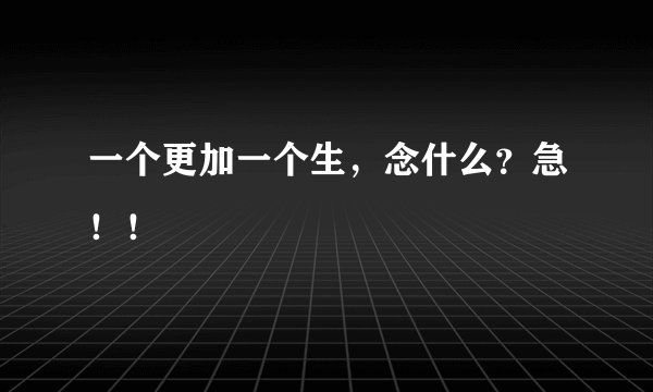 一个更加一个生，念什么？急！！