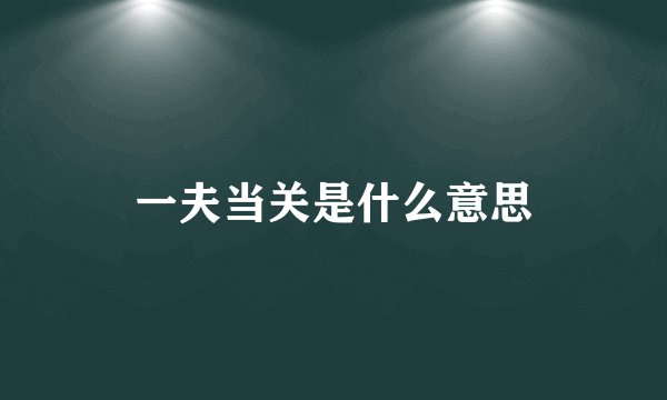 一夫当关是什么意思