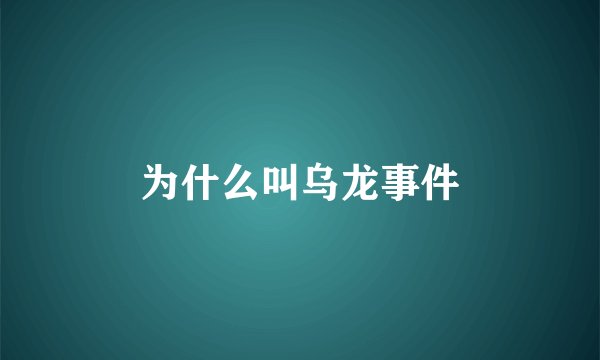 为什么叫乌龙事件