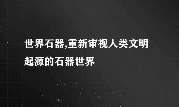 世界石器,重新审视人类文明起源的石器世界