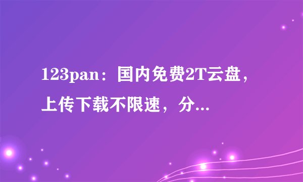 123pan：国内免费2T云盘，上传下载不限速，分享免登录下载。需手机注册