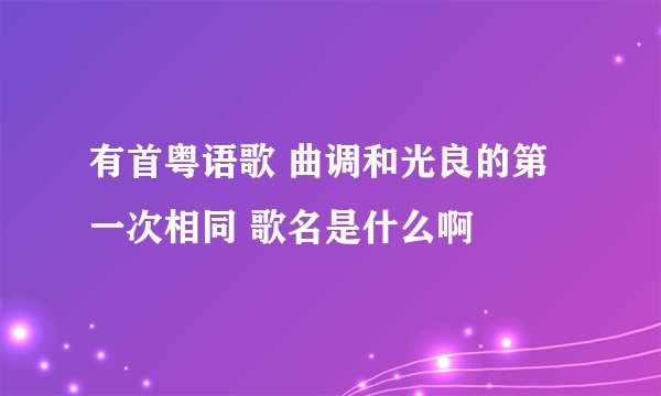 有首粤语歌 曲调和光良的第一次相同 歌名是什么啊