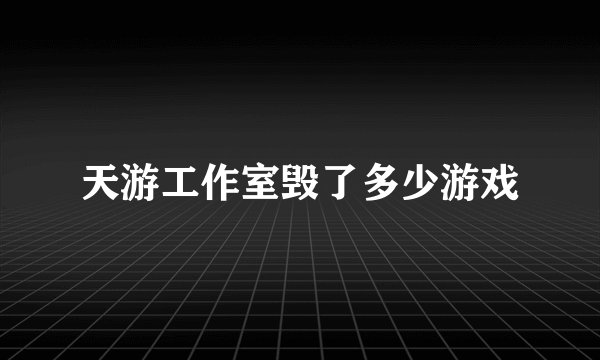 天游工作室毁了多少游戏