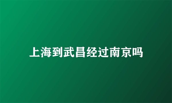 上海到武昌经过南京吗