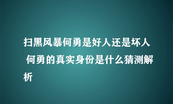 扫黑风暴何勇是好人还是坏人 何勇的真实身份是什么猜测解析