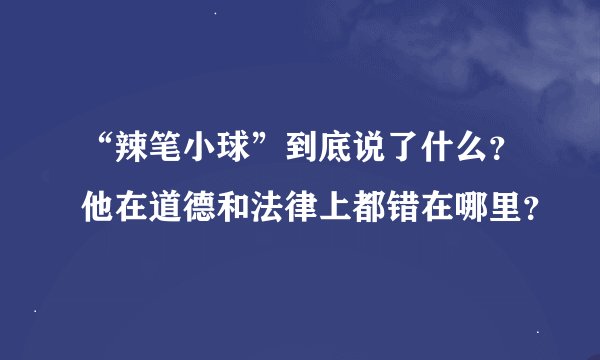 “辣笔小球”到底说了什么？他在道德和法律上都错在哪里？
