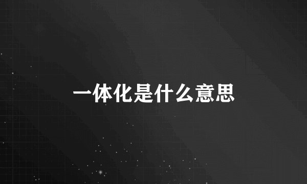 一体化是什么意思