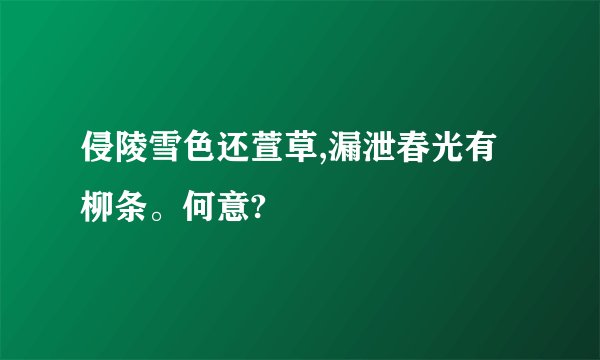 侵陵雪色还萱草,漏泄春光有柳条。何意?