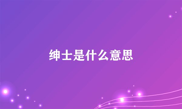 绅士是什么意思