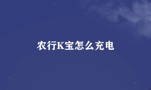 农行K宝怎么充电