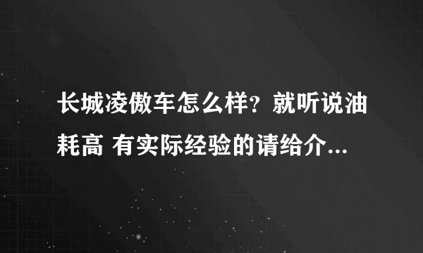 长城凌傲车怎么样？就听说油耗高 有实际经验的请给介绍一下到底是多少