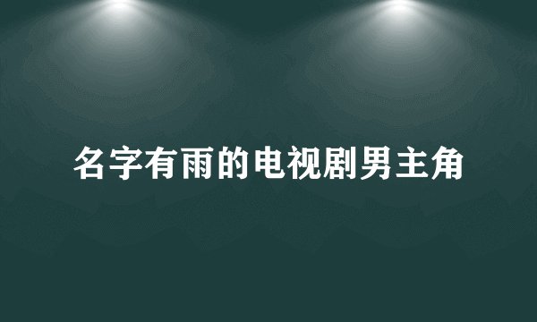 名字有雨的电视剧男主角