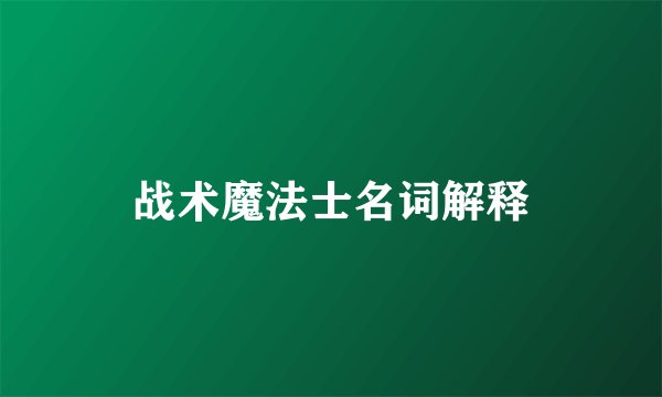战术魔法士名词解释