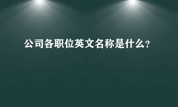 公司各职位英文名称是什么？