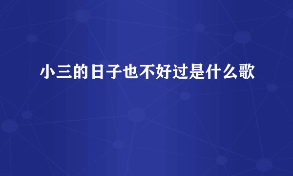 小三的日子也不好过是什么歌