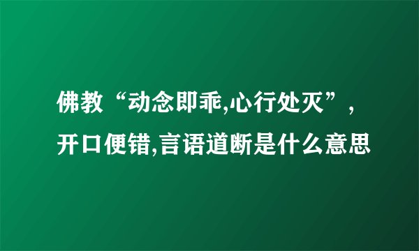 佛教“动念即乖,心行处灭”,开口便错,言语道断是什么意思