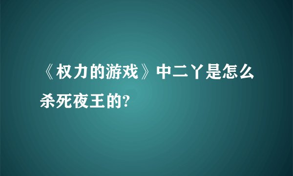 《权力的游戏》中二丫是怎么杀死夜王的?