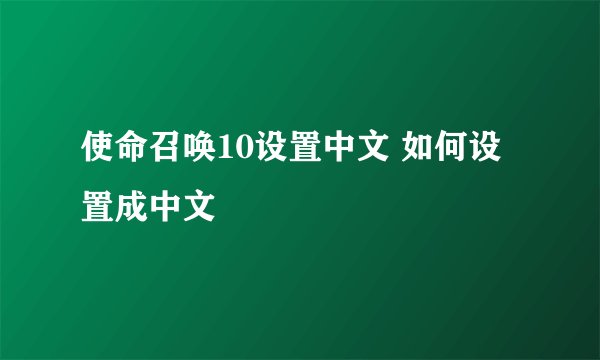 使命召唤10设置中文 如何设置成中文