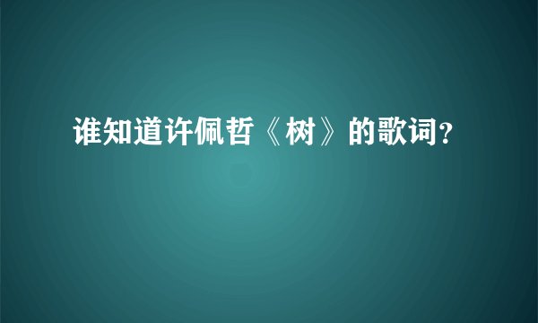 谁知道许佩哲《树》的歌词?
