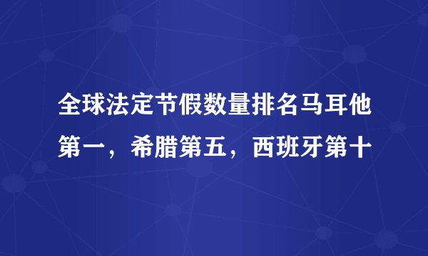 全球法定节假数量排名马耳他第一，希腊第五，西班牙第十
