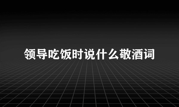 领导吃饭时说什么敬酒词