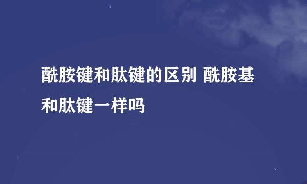 酰胺键和肽键的区别 酰胺基和肽键一样吗