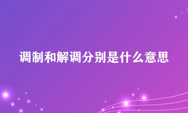 调制和解调分别是什么意思