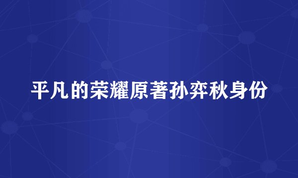 平凡的荣耀原著孙弈秋身份