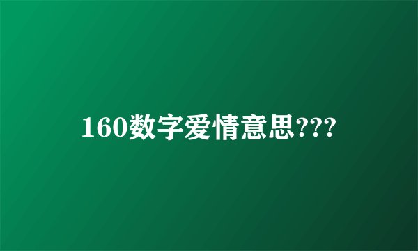 160数字爱情意思???