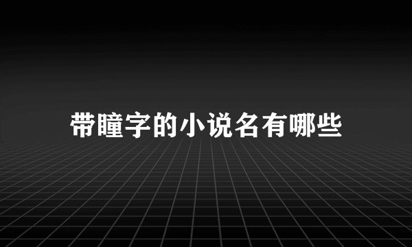 带瞳字的小说名有哪些