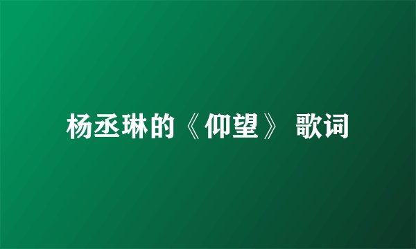 杨丞琳的《仰望》 歌词