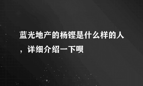 蓝光地产的杨铿是什么样的人，详细介绍一下呗