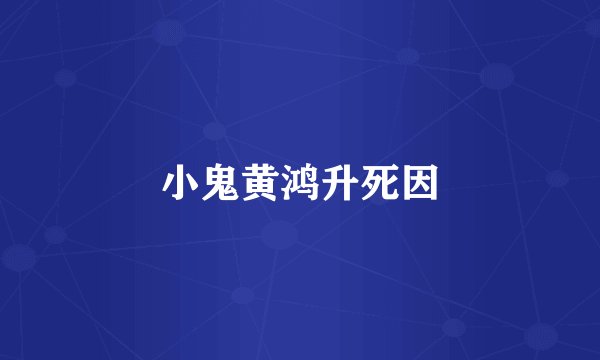 小鬼黄鸿升死因