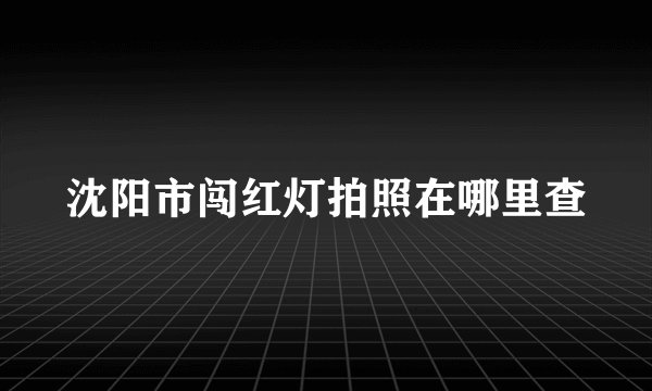 沈阳市闯红灯拍照在哪里查