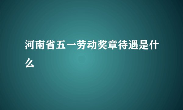 河南省五一劳动奖章待遇是什么