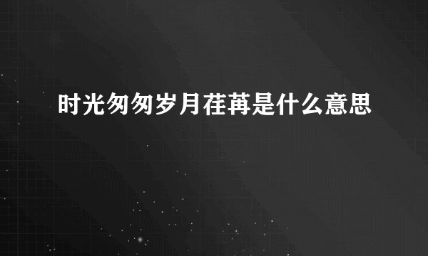 时光匆匆岁月荏苒是什么意思