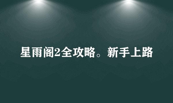 星雨阁2全攻略。新手上路