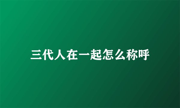 三代人在一起怎么称呼