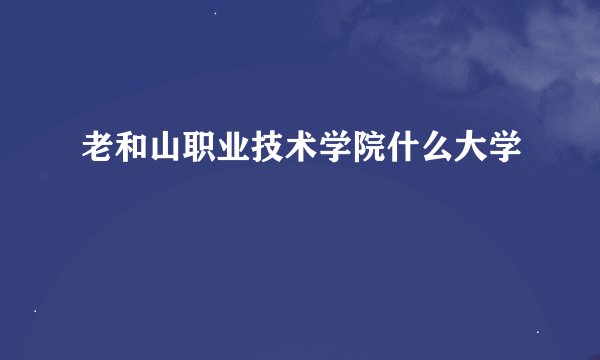 老和山职业技术学院什么大学