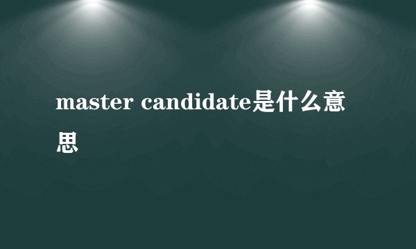 master candidate是什么意思