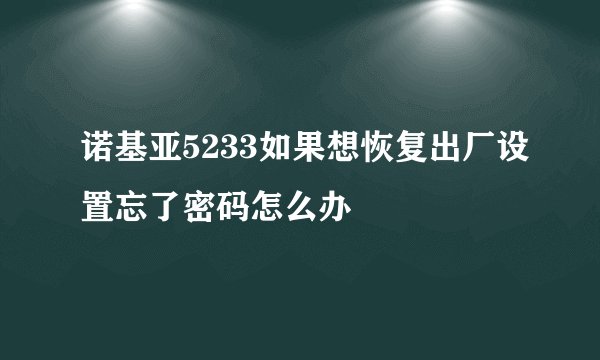 诺基亚5233如果想恢复出厂设置忘了密码怎么办
