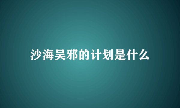 沙海吴邪的计划是什么