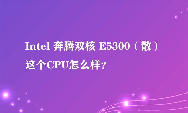Intel 奔腾双核 E5300（散）这个CPU怎么样？