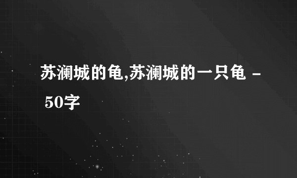 苏澜城的龟,苏澜城的一只龟 - 50字