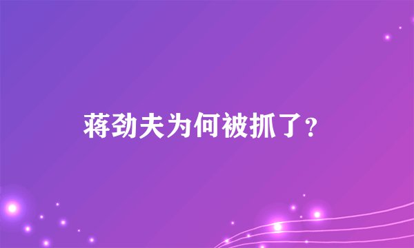 蒋劲夫为何被抓了?