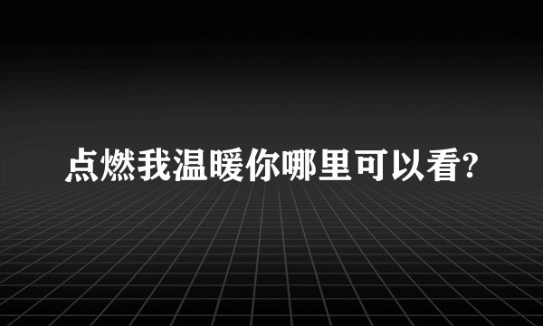 点燃我温暖你哪里可以看?