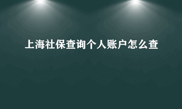 上海社保查询个人账户怎么查